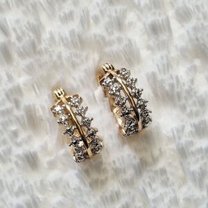 Vintage Gold Vermeil Two-Tone Hoop Earrings